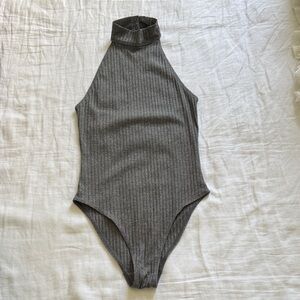 Urban Outfitters Charcoal Ribbed Bodysuit